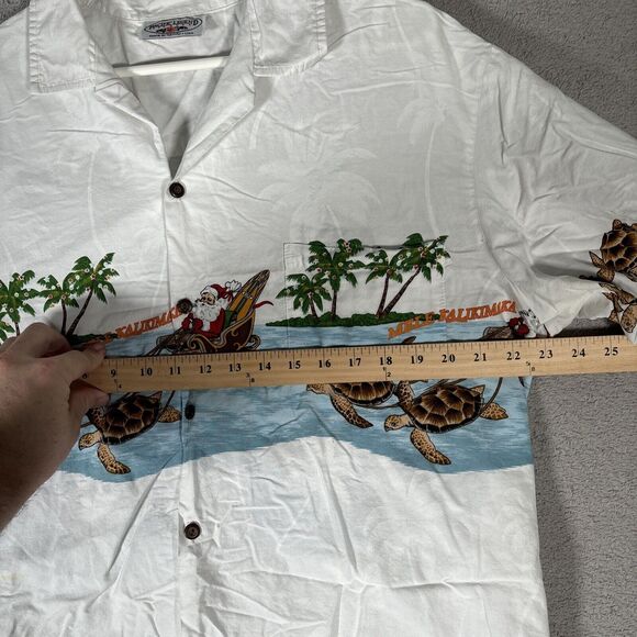 Pacific Legend Hawaiian Shirt Santa Sea Turtle Print Men’s Size XL White - Picture 8 of 11